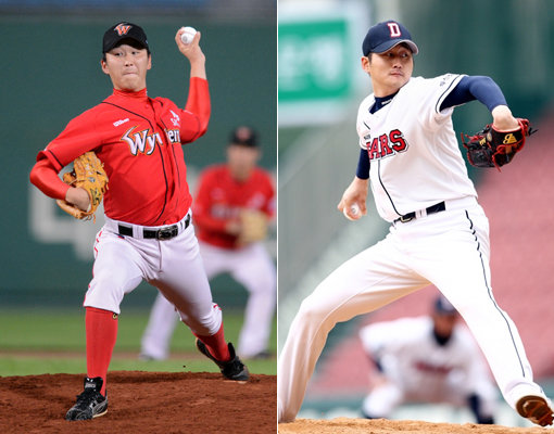 SK 정우람- 두산 이재우. 사진｜두산 베어스·스포츠동아DB