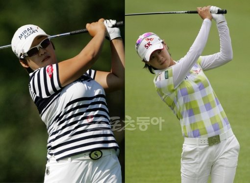 신지애(왼쪽)-최나연. 스포츠동아DB