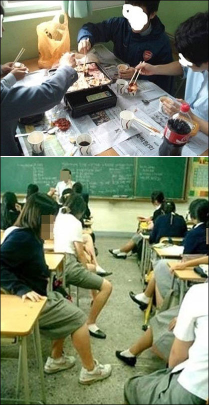 ‘요즘 고3의 점심시간’(위)에 이어 ‘밥 먹기 5초 전’까지 학창시절 향수를 불러일으키는 사진이 잇달아 공개돼 눈길을 끌었다.