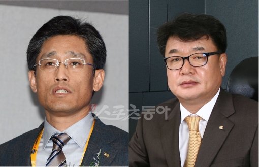 KBO 양해영 사무총장(왼쪽)-롯데 배재후 단장. 스포츠동아DB