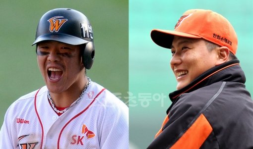 정근우(왼쪽)-김태균. 스포츠동아DB