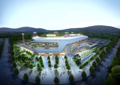 2015년 10월 완공될 팔각 다이아몬드형의 구장. 삼성이 새 홈구장으로 사용할 신축 대구야구장의 기공식이 27일 열린다. 사진제공|대구시청