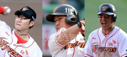 (왼쪽에서부터)송은범-최정-정근우. 스포츠동아DB