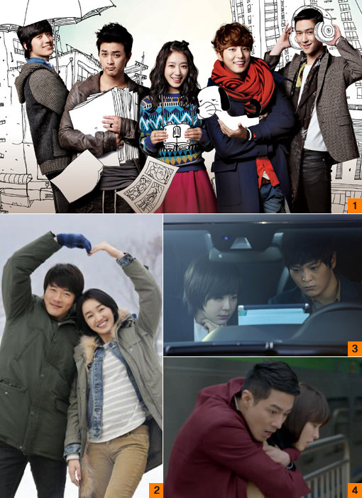 웹툰, 영화, 소설 등 검증된 원작을 드라마화한 작품들은 성공 가능성이 높지만 그만큼 이야기의 긴장감을 떨어뜨릴 우려도 적지 않다. 사진은 ‘이웃집 꽃미남’(1), ‘야왕’(2), ‘7급 공무원’(3), ‘그 겨울, 바람이 분다’(4).