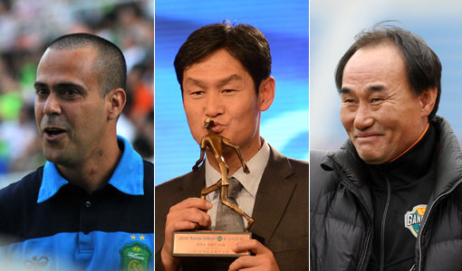 파비오 전북 대행·최용수 서울 감독·김학범 강원 감독(왼쪽부터). 사진｜전북현대·스포츠동아DB