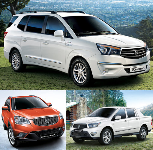 ‘코란도 투리스모’-‘코란도 C’-‘코란도 스포츠’(맨 위부터 반시계방향으로). 사진제공|쌍용자동차