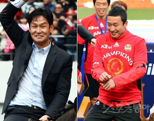 프로축구 출범 30주년을 맞은 2013년. 앞으로 더 많은 스토리를 만들어야 팬들은 감동한다. 지난 해 K리그 정상에 오른 FC서울 최용수 감독의 말 세리머니(오른쪽 위), 아이들과 ‘말춤’을 추는 서울 최태욱. 스포츠동아DB