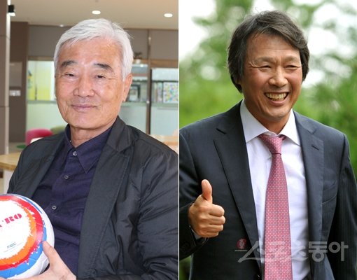 김호 전 수원감독·조광래 전 서울감독(왼쪽부터). 스포츠동아DB