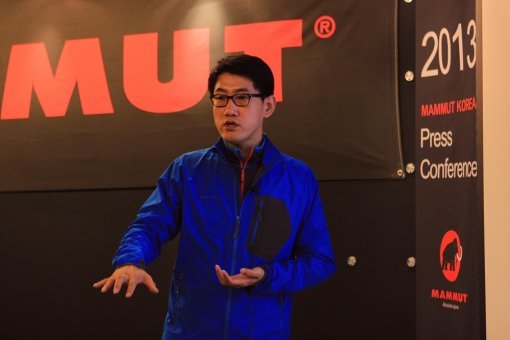 마무트코리아 서해관 대표가 24일 프리미엄 아웃도어 시장 공략을 선언했다. 마무트는 유럽 3대 아웃도어 브랜드로 세계 40여 개국에 진출해 있다. 사진제공｜마무트코리아