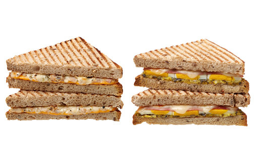 ‘시저치킨 빠니니’-‘에그치즈 빠니니’(왼쪽부터). 사진제공|던킨도너츠