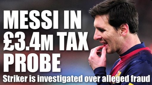FC 바르셀로나 리오넬 메시 탈세 혐의 보도. 사진=더 선 캡처
