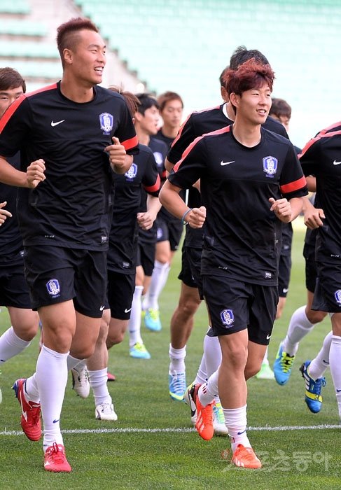 한국 축구대표팀의 훈련 모습