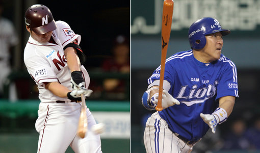 최정(SK), 이성열(넥센)의 홈런포가 잠잠해진 사이 2012년 홈런왕 박병호(넥센·왼쪽)와 2011년 홈런왕 최형우(삼성·오른쪽)가 대포를 가동하면서 홈런왕 경쟁은 ‘점입가경’이 됐다. 사진|스포츠동아DB·스포츠코리아