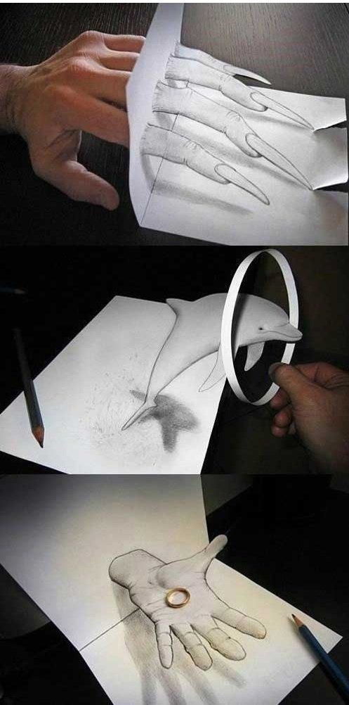 연필로 그린 3D 그림