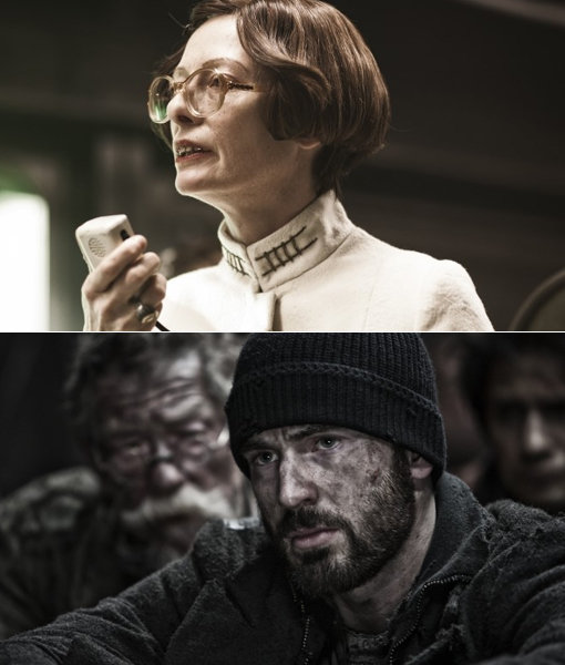 할리우드 배우 틸다 스윈튼-크리스 에반스(아래). 사진제공|모호필름