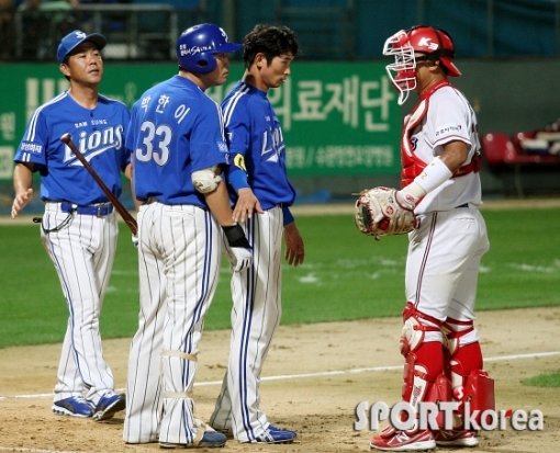 박한이-김진우 빈볼 시비. 사진=스포츠코리아