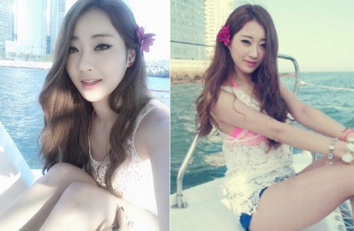 경리 요트 위 섹시 포즈