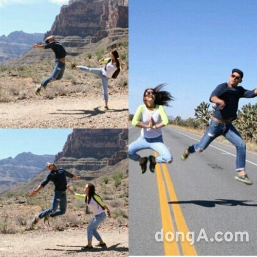 신혼여행 중인 백지영 정석원 부부.