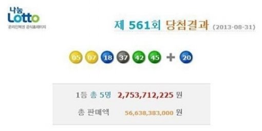 로또561회당첨번호