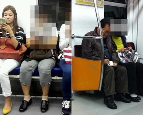 남보라, 송해 등 스타들의 지하철 포착 사진이 화제다. 사진출처 ｜ 온라인 게시판