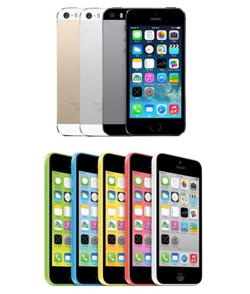 ‘아이폰5S’-‘아이폰5C’(아래). 사진제공|애플