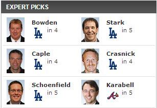 ESPN 전문가의 내셔널리그 디비전 시리즈 예상. 사진=ESPN 캡처