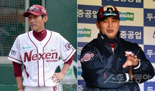 염경엽 감독-김진욱 감독(왼쪽부터). 스포츠동아DB