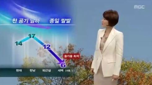 내일 아침 기온. 사진=MBC TV 캐