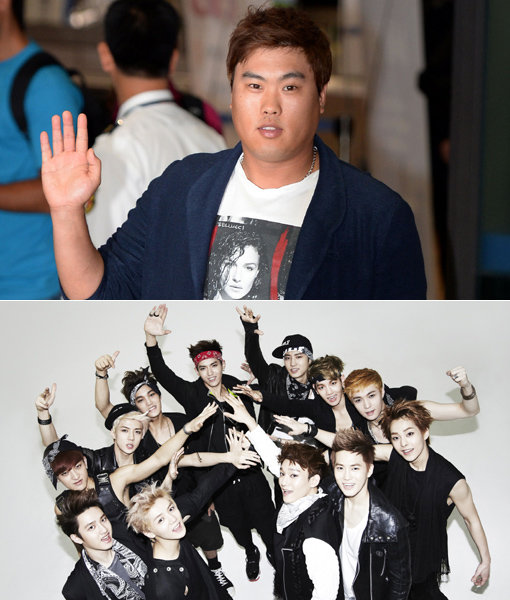 야구선수 류현진-아이돌 그룹 엑소(아래). 사진｜스포츠동아DB·SM엔터테인먼트