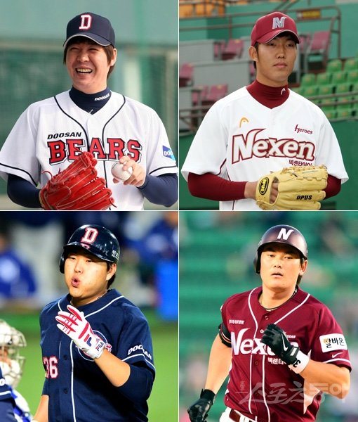 이만하면 넥센과 두산의 ‘신 밀월관계’로 보기에 충분하다. 그동안 양 팀간 트레이드를 통해 유니폼을 갈아입은 이현승, 오재일(이상 넥센→두산), 이성열, 금민철(이상 두산→넥센·왼쪽 위부터 반시계방향으로). 스포츠동아DB