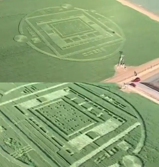 미스터리 서클 발견. 사진=유튜브 영상 캡처.