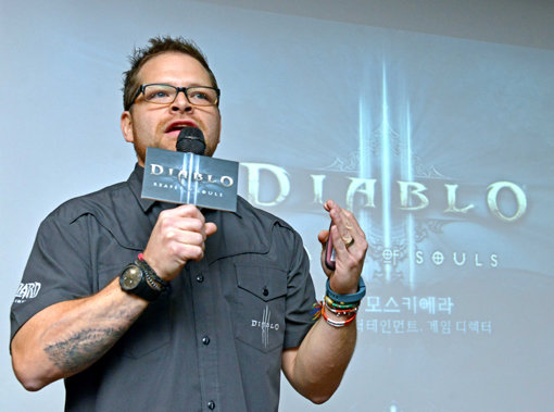 블리자드엔터테인먼트가 ‘월드 오브 워크래프트’와 ‘디아블로3’ 확장팩 콘텐츠를 국내 공개했다. 20일 열린 기자간담회에서 ‘디아블로3:영혼을 거두는 자’를 소개하고 있는 게임디렉터 조쉬 모스키에라. 사진제공｜블리자드엔터테인먼트