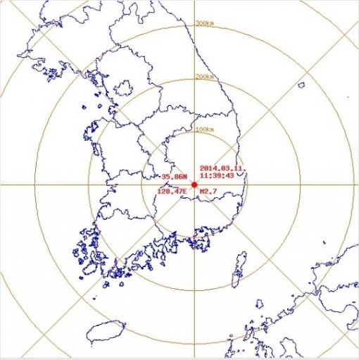 대구 지진. 사진=기상청.