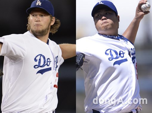 호주 개막 시리즈 선발 LA 다저스 클레이튼 커쇼-류현진. 동아닷컴DB
