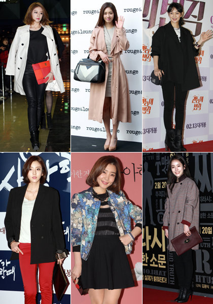 지연-이연희-신민아-한지민-신다은-손담비(왼쪽 위부터 시계방향으로). 사진제공｜스포츠코리아