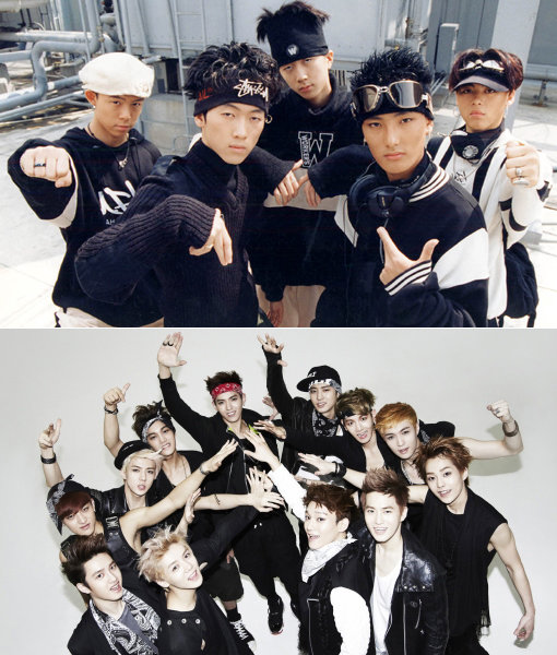H.O.T-엑소(아래). 사진|스포츠동아DB·SM엔터테인먼트