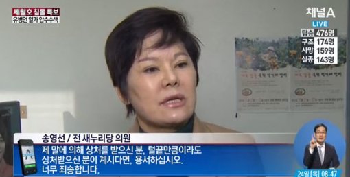 송영선 전 새누리당 의원. 사진출처 ｜ 채널A