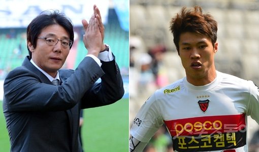 황선홍 감독-김승대(오른쪽). 스포츠동아DB