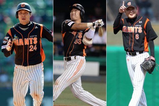 롯데 김문호-정훈-문규현(왼쪽부터). 사진제공｜스포츠동아DB·스포츠코리아
