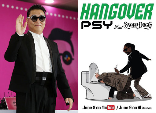 ‘국제가수’ 싸이가 신곡 ‘행오버’를 발표하고 전 세계시장 공략에 나선다. 오른쪽 사진은 싸이와 미국 힙합가수 스눕독이 함께한 ‘행오버’의 티저 포스터. 사진|동아닷컴DB·싸이 트위터