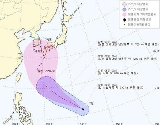 ‘제8호 태풍 너구리 북상’