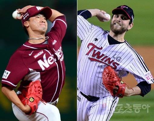 “이들의 어깨에 3차전을 넘어 플레이오프 전체 판도가 결정된다.” 넥센과 LG가 30일 잠실구장에서 열리는 플레이오프 3차전에서 선발투수로 각각 오재영(왼쪽)과 코리 리오단(오른쪽)을 내정했다. 좌완투수 오재영이 LG의 좌타자에 강한 면모를 보여 온 반면 리오단은 넥센전 부진(3패)이 걱정거리다. 스포츠동아DB