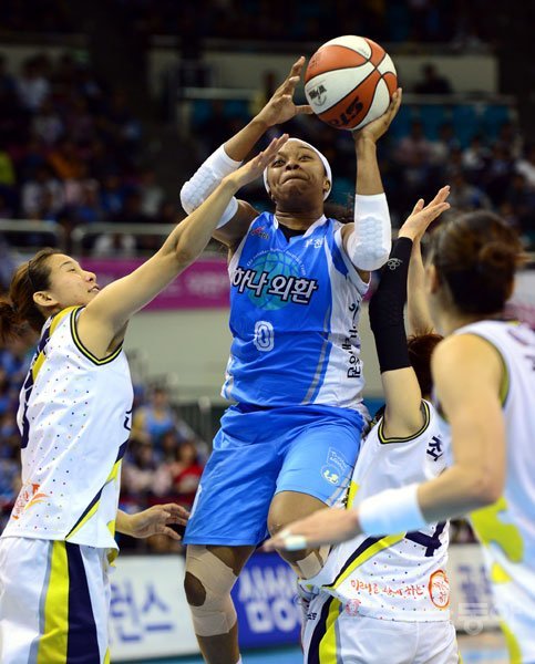 하나외환은행 심스가 슛을 쏘고 있다. 스포츠동아DB