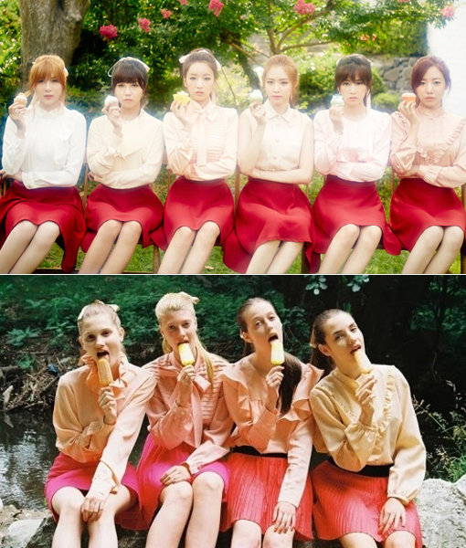 에이핑크(위)-마이클 푸델카의 작품(아래). 사진｜에이큐브엔터테인먼트-온라인 게시판