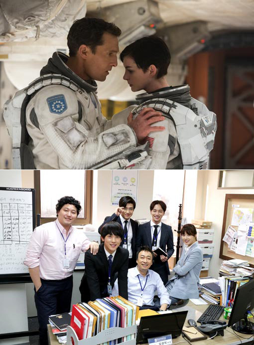 스크린과 안방극장에서 각각 신드롬을 일으키고 있는 영화 ‘인터스텔라’와 tvN 드라마 ‘미생’(아래)을 자세히 들여다보면 닮은 점을 찾을 수 있다. 사랑에 빠진 남녀주인공이 없는 대신 자신의 위치를 치열하게 지키려는 자들이 있다. 무엇보다 가족애, 동료애 등 사람의 이야기를 공통적으로 그려냈다. 사진제공|워너브라더스코리아·CJ E&M