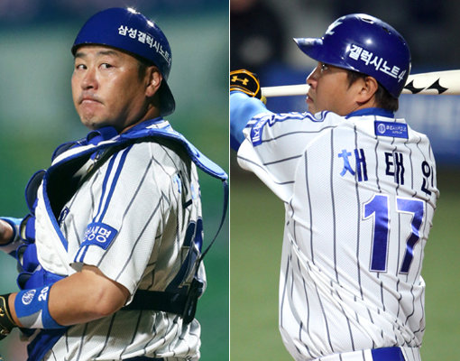 진갑용-채태인(오른쪽). 사진제공|스포츠코리아