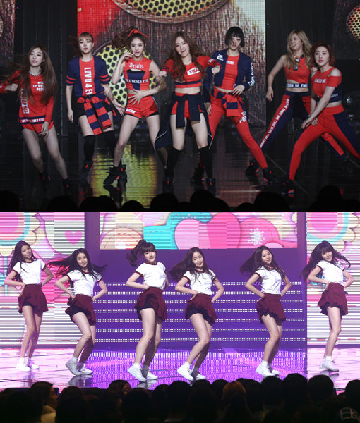 그룹 소나무-여자친구(아래). 사진｜스포츠코리아·동아닷컴DB