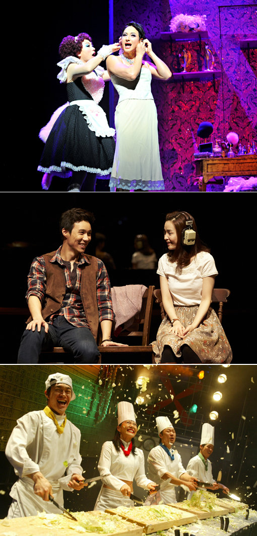 긴 설 연휴를 좀 더 만끽하기 위해 소중한 사람과 공연 한 편 관람하는 것은 어떨까. 설 기간에도 무대는 쉬지 않는다. 가족의 소중함을 새삼 일깨워 주는 따뜻한 뮤지컬 ‘라카지’, 연인을 위한 추천작 ‘원스’, 미취학 아동부터 어르신까지 온 가족이 즐길 수 있는 ‘난타’(맨 위쪽부터). 사진제공|악어컴퍼니·신시컴퍼니·PMC프러덕션