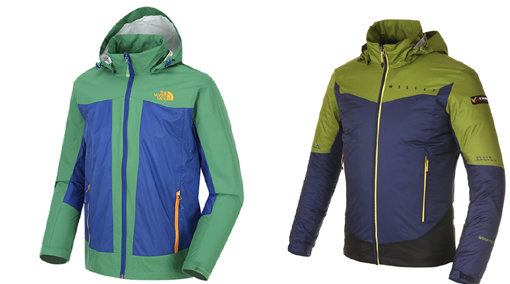 노스페이스의 ‘뉴 탤러스 자켓’-밀레의 ‘님부스 자켓’(오른쪽)
