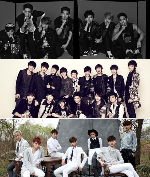 보이그룹 몬스타엑스-세븐틴-로미오(맨 위쪽부터). 사진제공|스타쉽엔터테인먼트·플레디스·CT엔터테인먼트